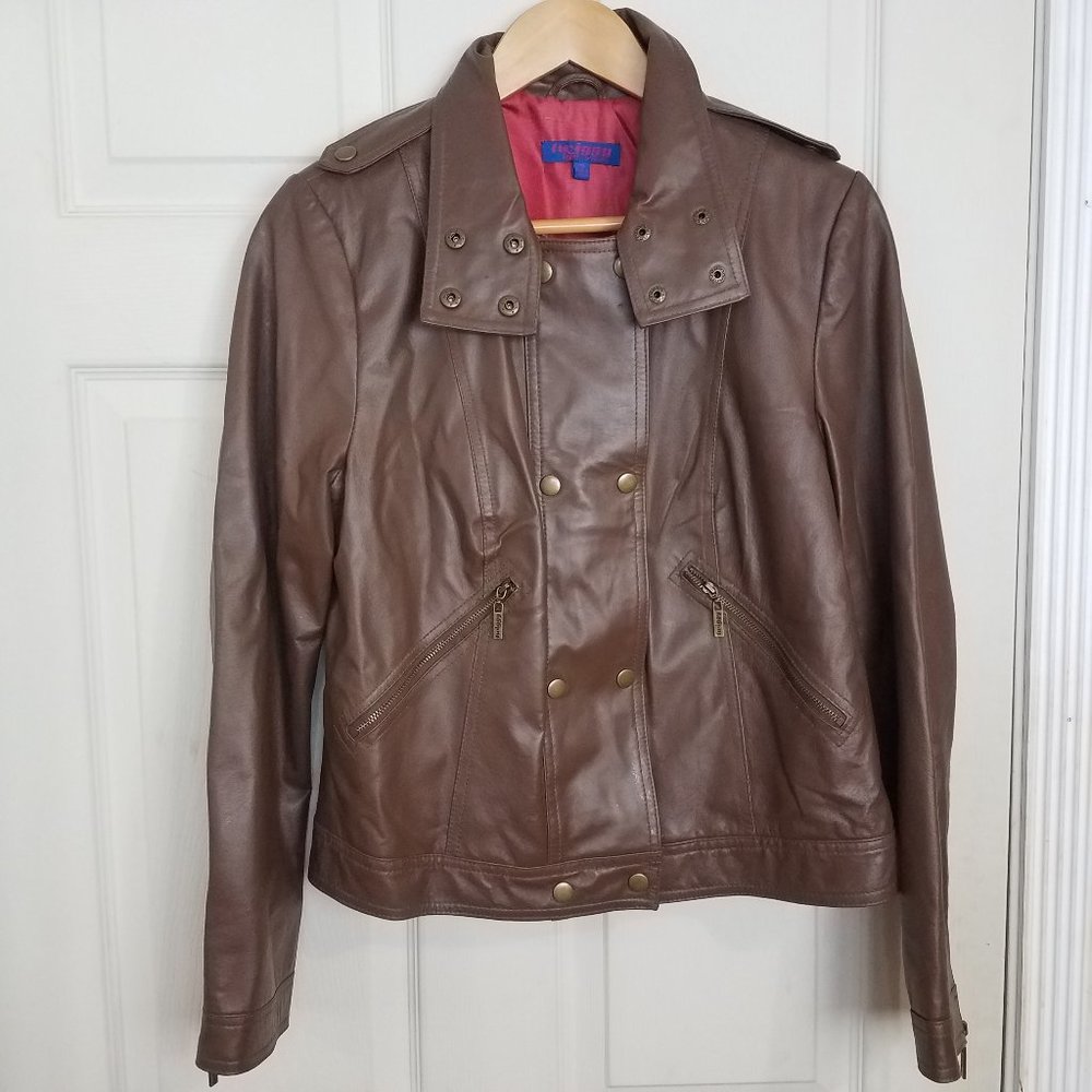 TWIGGY LONDON WOMEN 100% LEATHER MOTO JACKET Med